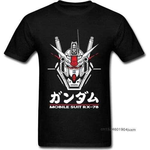 RX 78 Gundam Tops Tees Men Awesome Tshirt Male Cotton Black T Shirt Gundam T-shirt Japan Harajuku Street Clothes Geek RX-78 Suit