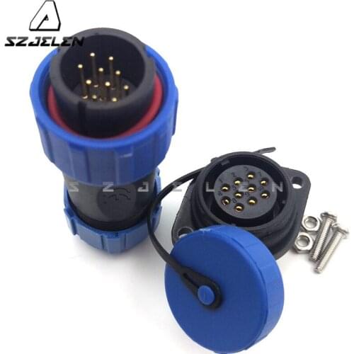 SP2110, 10pins waterproof wire connector,IP68, Plastic Waterproof Power 10pins Circle Connector male and female