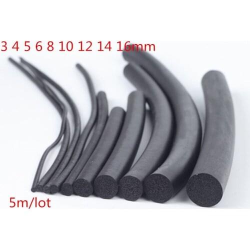 5M/lot EPDM Rubber Foam Seal Strip black Round 3 4 5 6 8 10 12 14 16mm Oring Line Cord Rubber Molding Foam Shock Absorber