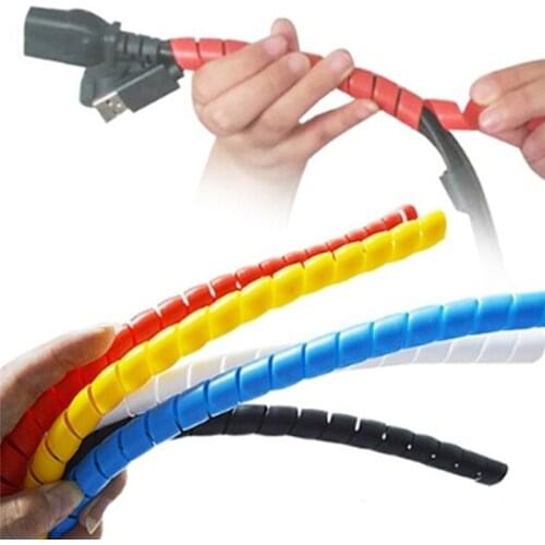 10mm/14mm 1m Line Organizer Pipe Protection Spiral Wrap Winding Cable Wire Protector Cover Tube（without wire-finder