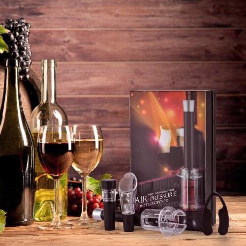 1SET Air Pressure Type Wine Bottle Opener Stainless Steel Pin Type Bottle Pumps Corkscrew Cork Out Tool Red Wine Opener QA 147