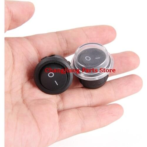 1pcs Round Black 2 Pin SPST ON-OFF Rocker Boat 12V Snap + Waterproof Coat Switch