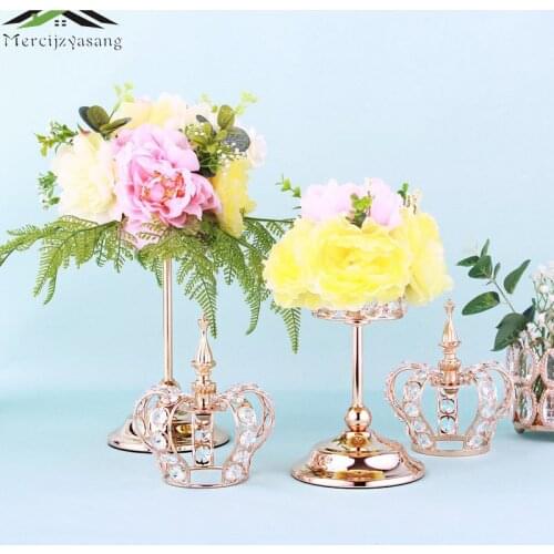 10pcs Metal Candle Holders Candelabra Table Centerpiece Flower Vase Crown Candelabrum Stand Pillar Candlestick For Wedding G044