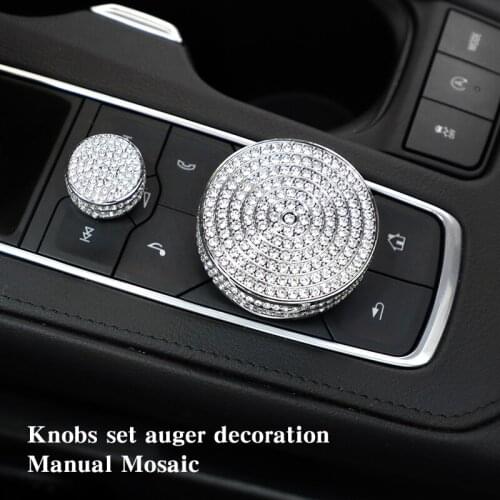 2pcs Control Volume knob button decoration Set diamond for Cadillac CT5 XT5 XT6 XT4 interior accessories