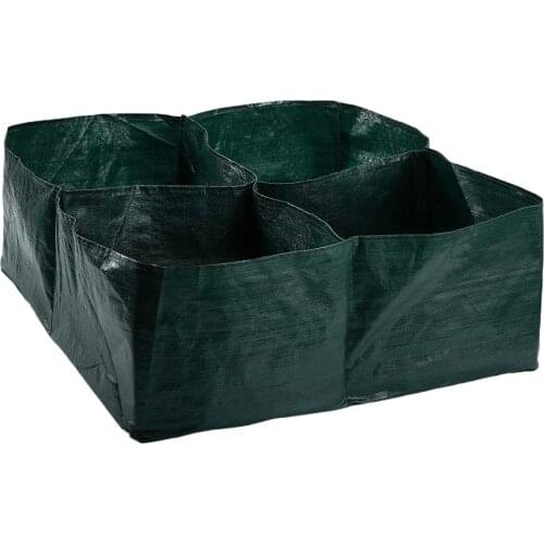 4 Divided Grids Square Planting Container Grow Bag PE Fabric Plants Flowers Vegetables Planter Pot Raised Garden Bed