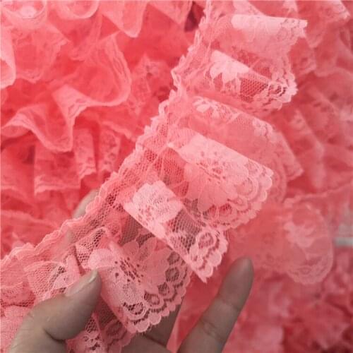 5Meters/lot 6cm wide 8-colors single layer lace pleated mesh lace Lalita style costume doll skirt lace accessories SC455