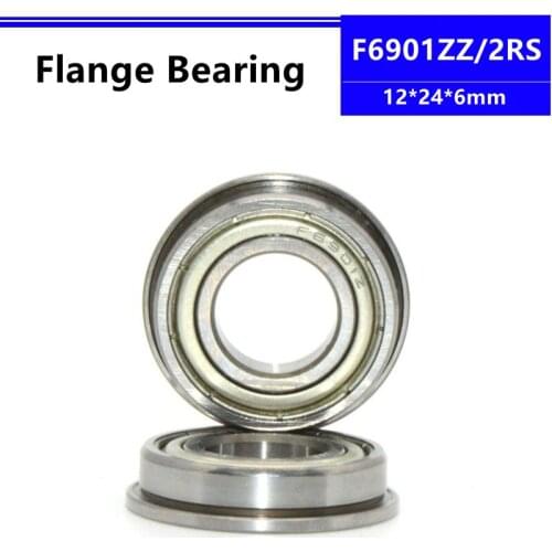 50pcs/100pcs F6901ZZ F6901-2RS 12*24*6mm flange deep groove ball bearing 12x24x6mm Flanged bearing F6901