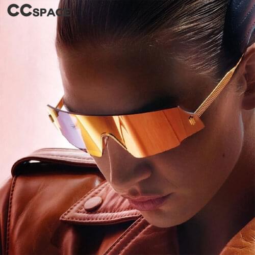 53158 Oversized One Lens Goggle Sunglasses Brand Designer Fashion Men Women Shades Uv400 Vintage Glasses