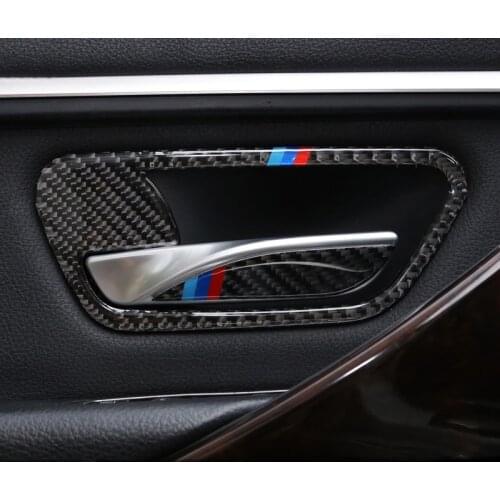 Accessories For BMW 3 4 Series 3GT F30 F32 F34 F36 Carbon Fiber Car Inner Door Handle Cover Trim Door Bowl Sticker Decals Strips