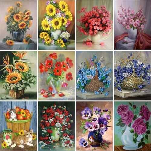 5D DIY Diamond Painting Flower Vase Full square drill Diamond Embroidery Cross Stitch Kit Rose Mosaic Gift Home Decoration