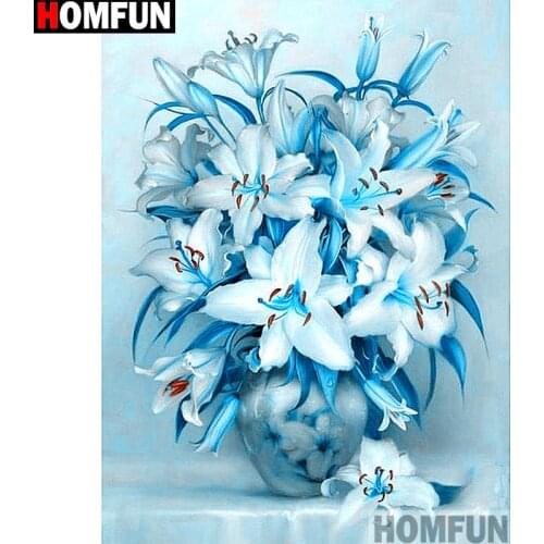 HOMFUN Full Square/Round Drill 5D DIY Diamond Painting "Blue flower" Embroidery Cross Stitch 5D Home Decor Gift A13967