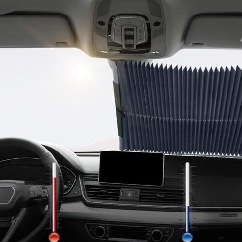 46CM Car Aluminum Film Automatic Retractable Sunshade Front Sunscreen Vehicle Sun Visor UV Protection Curtain Windshield