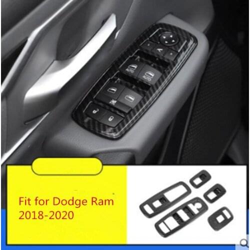 Car Interior Window Lift Panel Frame Decal Sticker Carbon fiber ABS Fit For Dodge RAM 1500 2018-2020