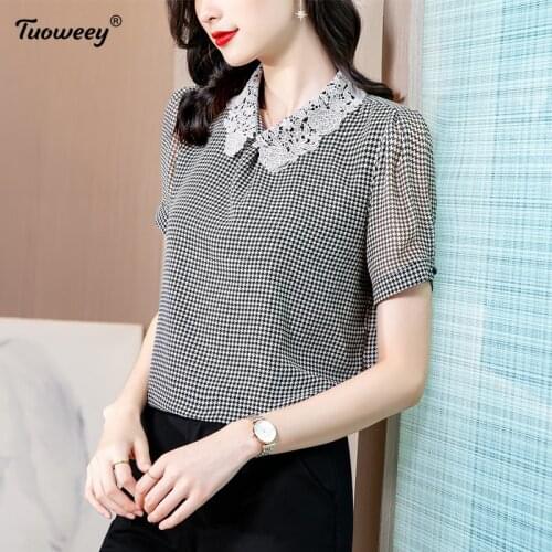 Women shirt 2021 Autumn New Stitching Office lady top Korean fashion clothing Long sleeve Lace blouse