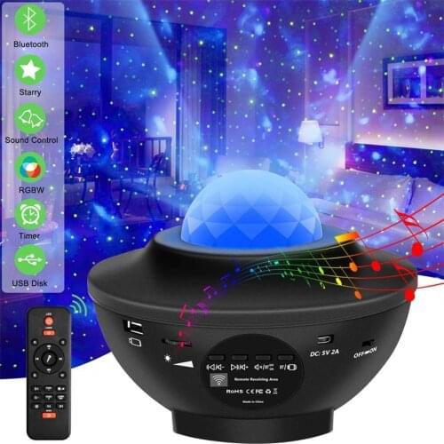 Colorful Projector Lamp Starry Sky Bluetooth USB Voice Control Music Player Kids Night Light Romantic Galaxy projector Lamp