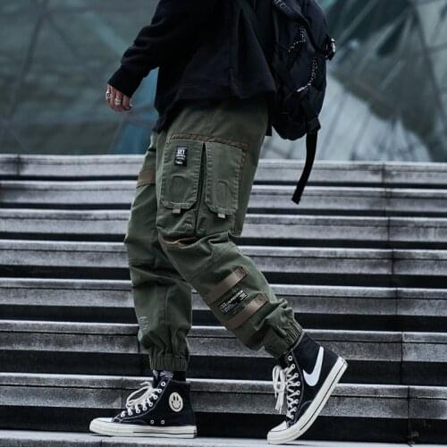 Joggers Sweatpant Multi-Pocket Casual Mens Pants Hip Hop Cargo Pants Men Fashion Harajuku Black Harem Pant Streetwear