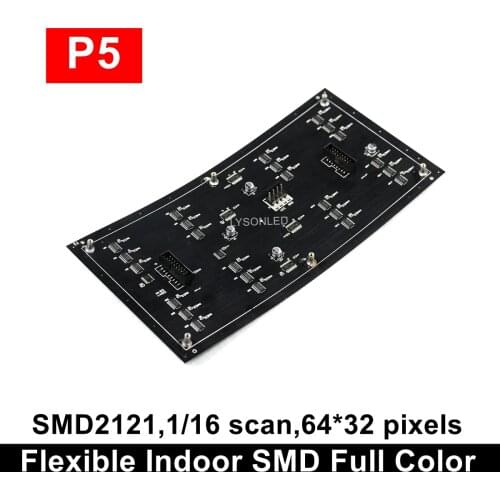 Flexible P5 Indoor SMD Full Color LED Module 64x32 Pixels Curved Display Screen Panel