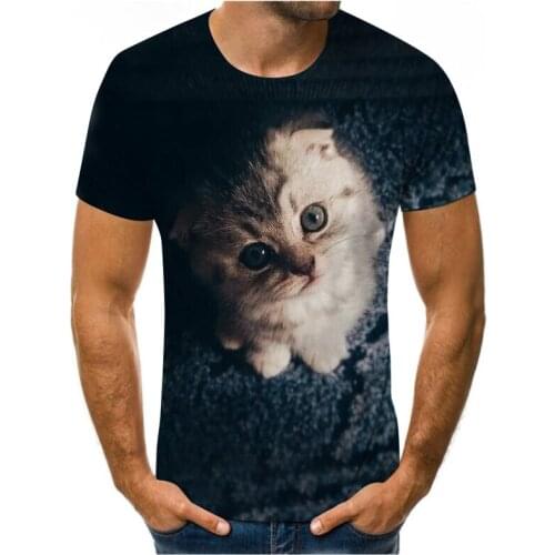 3D printing cat hot sale summer fashion casual sports plus size T-shirt good-looking breathable O-neck short sleeves