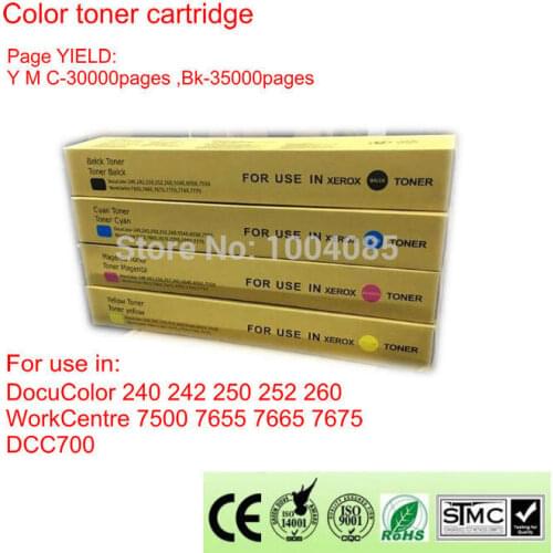 DC250 DC240 Printer Toner Cartridge for Xerox DocuColor 240 242 250 252 260 WorkCentre 7655 7665 7675 7500 Machine