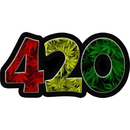 Creative 420 Weed Leaf Leaves Dank Funny Reflective Car Stickers Automobile Motorcycle Decals,13cm*7cm