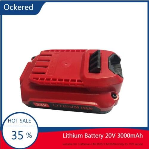 Ockered 20V 3000mAh Rechargeable Tool Replacement Lithium Battery Suitable for Craftsman CMCB202 CMCB204 (Only for V20 Series)