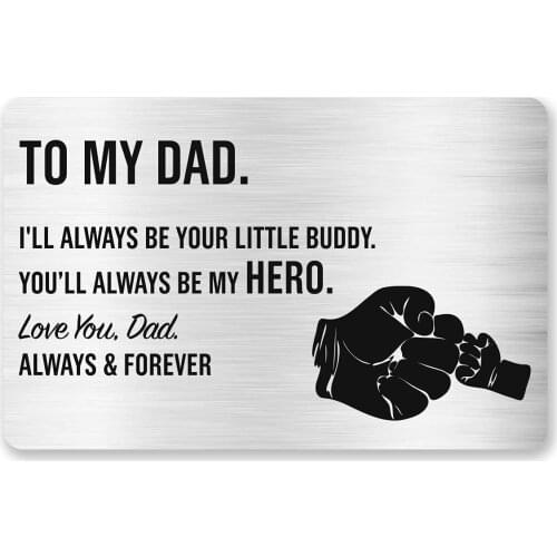 Best Dad Gifts To My Dad Love Note Engraved Metal Wallet Inserts Card,Fathers Day Gifts Love Note from Son DIY Custom Wholesale