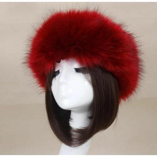 Winter Thick Furry Hairband Fluffy Russian Faux Fur Women Girl Fur Headband Hat Winter Outdoor Earwarmer Ski Hats Hot