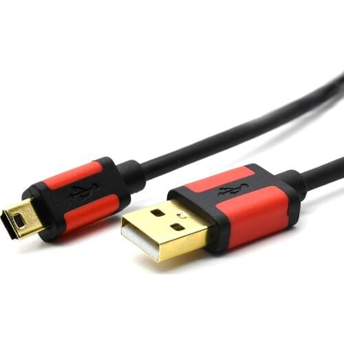 5pcs/lot Mini USB Cable gold plated connector mini 5pin male to USB2.0 Male data cable for GPS MP3 MP4 Camera hard disk