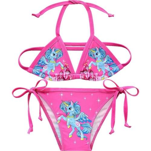 New Cute Girls Unicorn Swimsuit Kid Strap Bikini Suit 2pcs Outfits Kid Fashion Clothes toddler lol Children