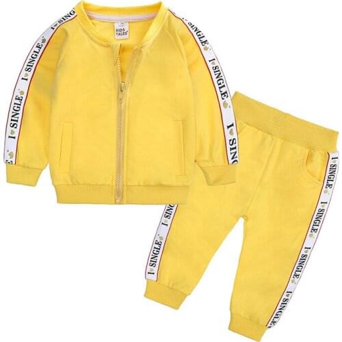 Autumn Baby Boys Girls Casual Set Long Sleeve Coat + Pants 2PCS Children Suits Clothes
