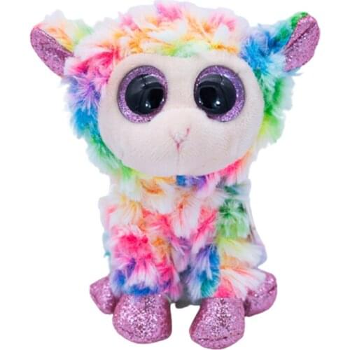 New 15CM Ty Big Eyes Beanie Plush Animal Color Sheep Animal Plush Collectible Toy Children Christmas Birthday Gift