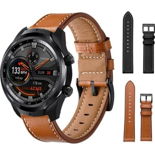 22mm Genuine Leather Strap For Ticwatch Pro3 Pro2020 Replacement Watchband For Ticwatch Pro GTX Quality Bracelet Accessories New