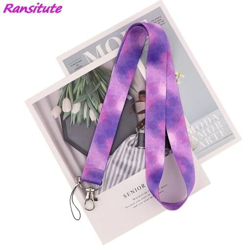 Ransitute R2014 Fashion Purple Neck Strap Lanyard For Key ID Card Gym Phone Straps USB Badge Holder DIY Hang Rope Lariat Lanyard