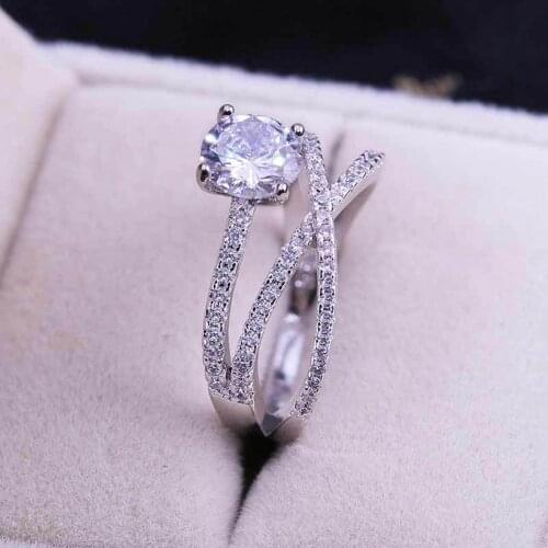 Luxury Fashion Crystal Zircon Rings For Women Engagement Wedding Band Jewelry Trendy Geometric Women Rings Gift
