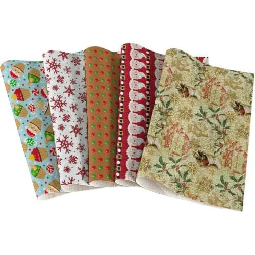 22*30cm Christmas Lychee Character Faux Synthetic Leather Fabric for Bows DIY Handmade Materials