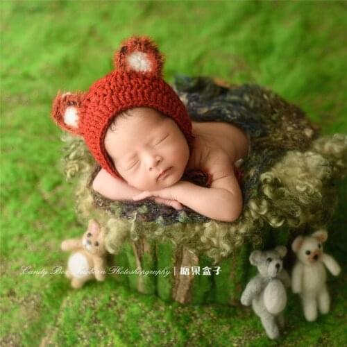 Baby girl fox bonnet photography props Newborn animal fox hat photo props Newborn Baby Lovely bonnet hat