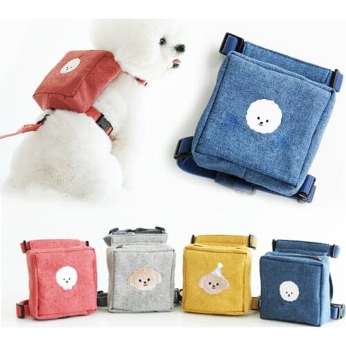 Pet Dog Canvas Backpack Harness With Leash, Puppy Dog Cute Animal Back Pack Bags With Lead Leash for Dog Outdoor Training