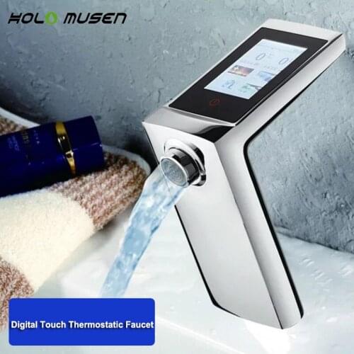 2 Years Warranty Thermostatic Basin Faucet Touch Screen Temperature Flow Control Digital Faucet Smart Touch Faucet Water Saving