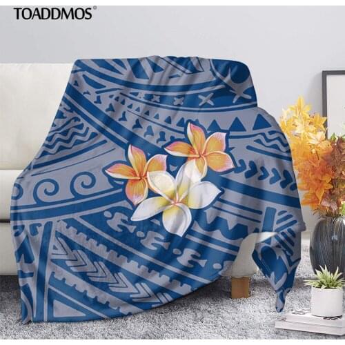 TOADDMOS Polynesian Plumeria Design Comfort Fleece Blanket Soft Thin Quilt for Kids Adults Premium Home Bedding Sofa Nap Blanket