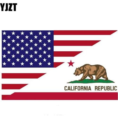 YJZT 16.2CM*9.6CM California America Flag Decal Motorcycle Car Sticker Accessories 6-1137