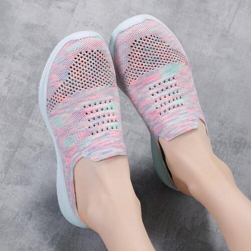 2021 Summer Women Casual Shoes Soft Portable Sneakers Walking Shoes Flat Soles for Women Breathable Slip on White Shoes Feminino