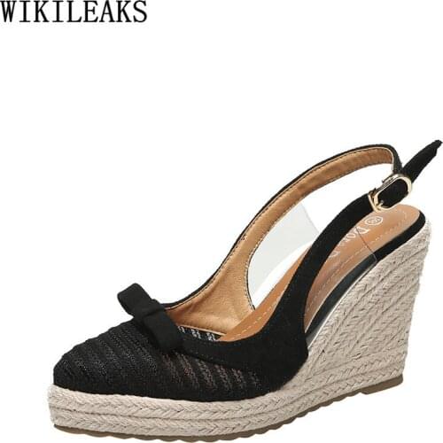 Slingback Wedges Sandals for Women High Heels Platform Mary Jane Shoes Woman Pumps Sandals Women 2021 Espadrilles Butterfly Knot