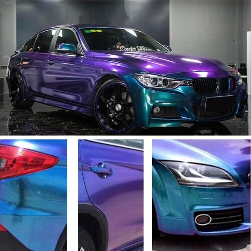 1.52*6M Car DIY Sticker Glossy Chameleon Pearl Glitter Vinyl Sticker Purple Blue Car Wrap Sticker Decal Air Release Film