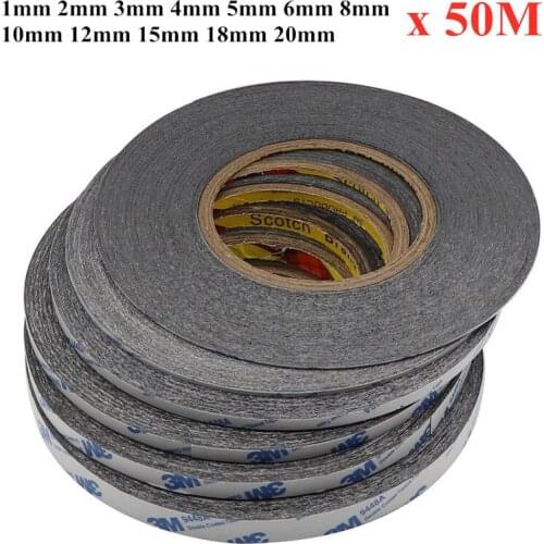 1mm-20mm*50 Meters Ultra Thin & Slim Black Double Sided Adhesive Tape for Cellphone Touch Screen LCD Mobile Phone Repair Tape