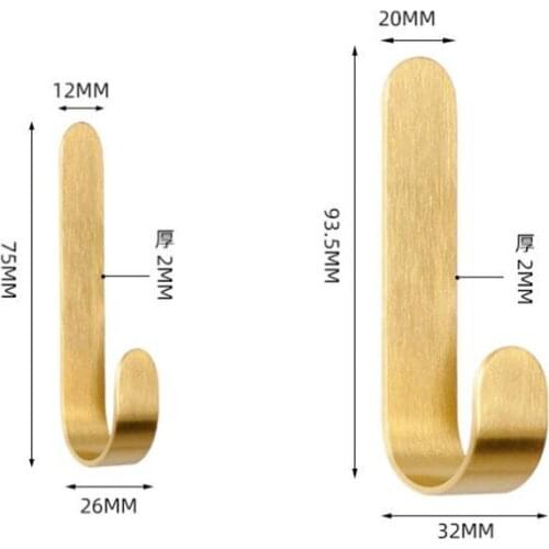 Brushed Brass Gold Hooks for Bathroom Copper Hook Wall Cloth Hooks Cabinet Handles Furniture Hardware