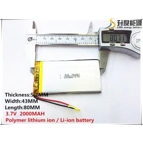 1pcs [SD] 3.7V,2000mAH,[524380] Polymer lithium ion / Li-ion battery for TOY,POWER BANK,GPS,mp3,mp4,cell phone,speaker