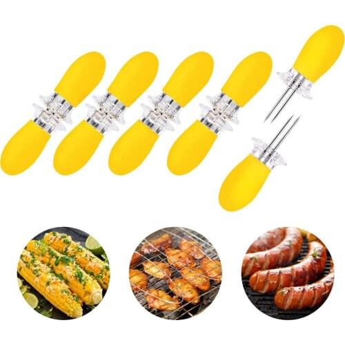 10Pcs Corn Cob Holders Interlocking Skewers with Stainless Steel Prongs for Barbecues Camping Picnics
