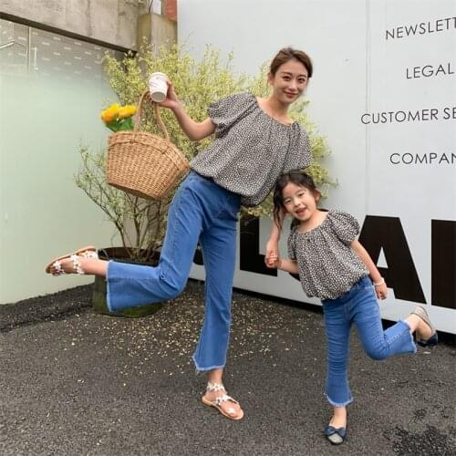 2021 Summer Floral T-shirt Mom and Me Family Matching Outfit Cloths Fashion Girls Top Women Pullovers Girls Clothes Women Tops