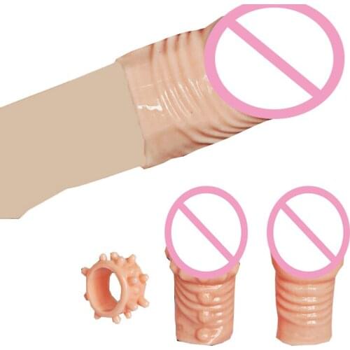 3PCS Penis Glans Sleeve Cock Rings Delay Ejaculation Foreskin Corrector Pneis Rings Chastity Cage Sex Toy for Men
