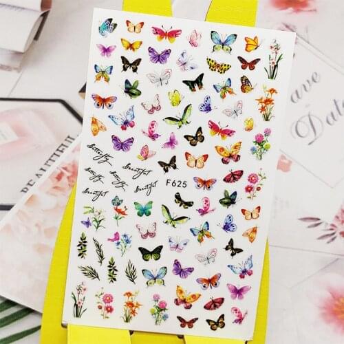 3D Nail Sticker Decals Butterfly Flower Grass Nail Art Decorations Stickers Sliders Manicure Accessories Nails Decoraciones